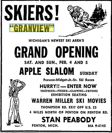 Granview Orchards Ski Area - Grand Opening Ad Feb 3 1961